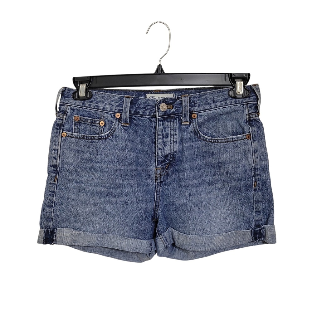 Madewell High Rise Denim Shorts Medium Wash Cuffed 100% Cotton Size 26